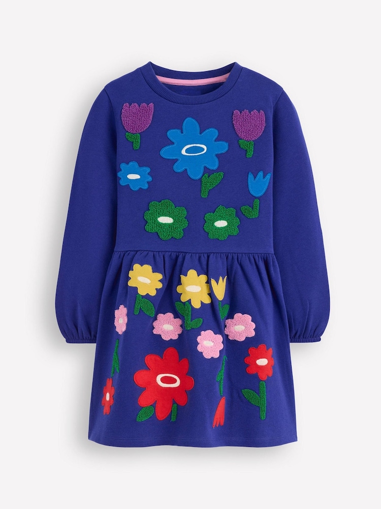 Boden Blue Appliqué Sweatshirt Dress - Image 1 of 3