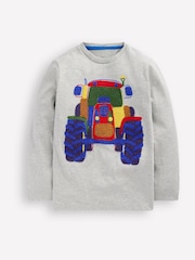 Boden Light Grey Long Sleeve Bouclé T-shirt - Image 1 of 3