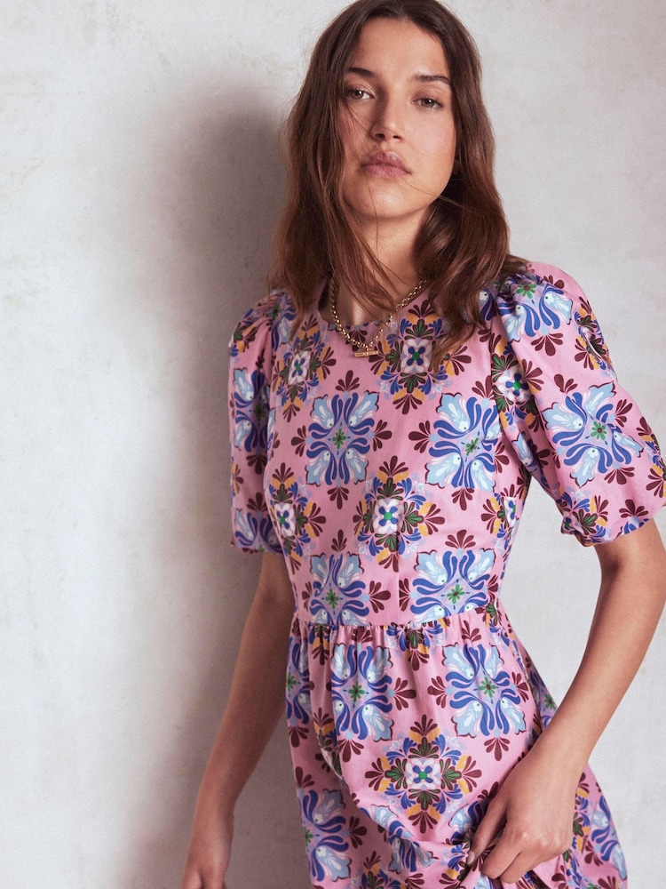 Boden Pink Tiered Poplin Maxi Dress - Image 2 of 6