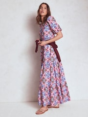 Boden Pink Tiered Poplin Maxi Dress - Image 5 of 6