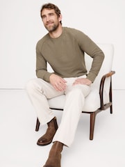Banana Republic Green Slub Double-Knit Zig-Zag Sweatshirt - Image 1 of 4