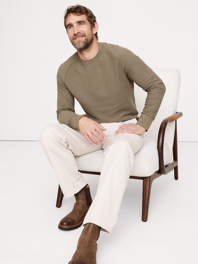 Banana Republic Green Slub Double-Knit Zig-Zag Sweatshirt - Image 1 of 4 Banana Republic Green Slub Double-Knit Zig-Zag Sweatshirt - Image 1 of 4
