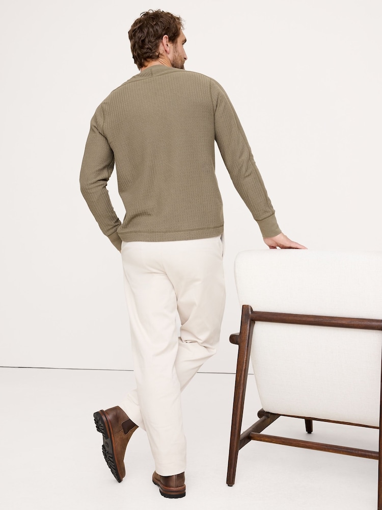 Banana Republic Green Slub Double-Knit Zig-Zag Sweatshirt - Image 2 of 4 Banana Republic Green Slub Double-Knit Zig-Zag Sweatshirt - Image 2 of 4