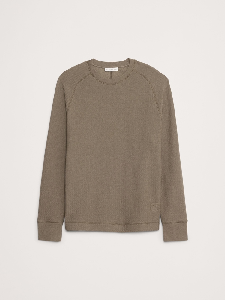 Banana Republic Green Slub Double-Knit Zig-Zag Sweatshirt - Image 4 of 4 Banana Republic Green Slub Double-Knit Zig-Zag Sweatshirt - Image 4 of 4