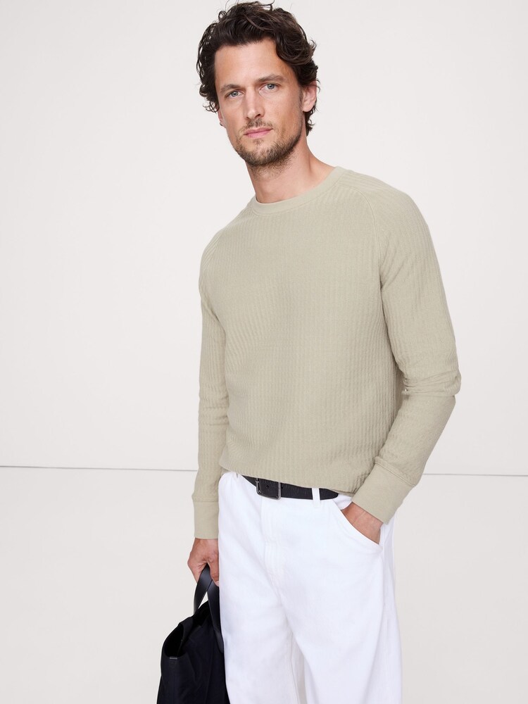 Banana Republic Green Slub Double-Knit Herringbone T-Shirt - Image 1 of 1 Banana Republic Green Slub Double-Knit Herringbone T-Shirt - Image 1 of 1