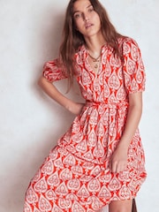 Boden Orange Sofia Trim Jersey Midi Dress - Image 2 of 5