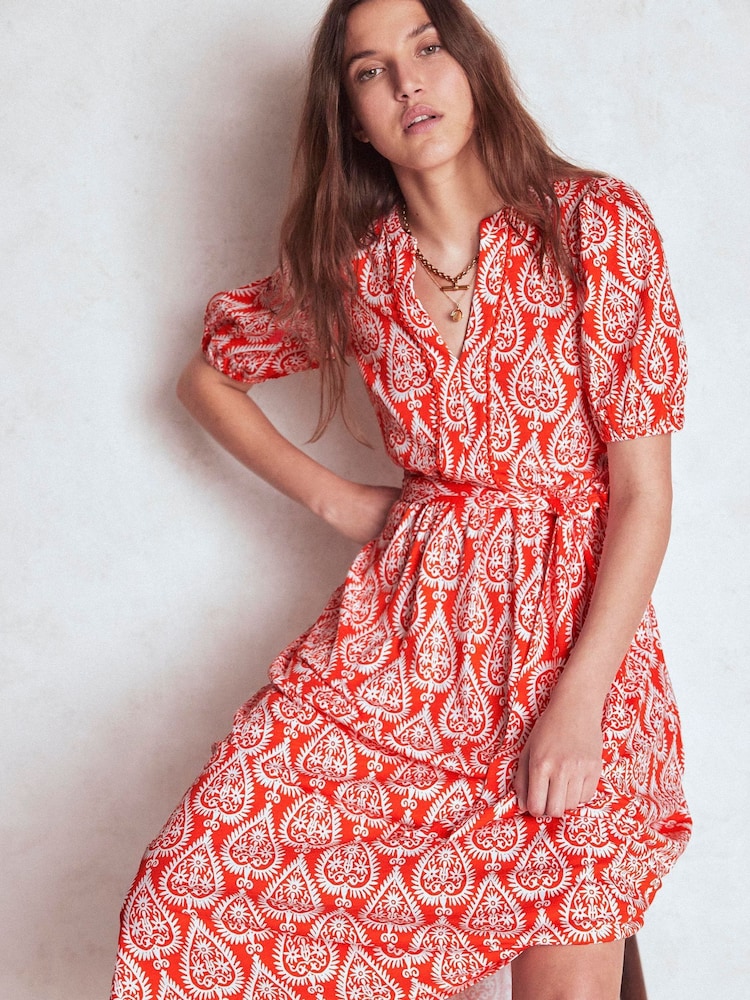 Boden Orange Sofia Trim Jersey Midi Dress - Image 2 of 5