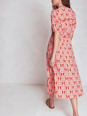 Boden Orange Sofia Trim Jersey Midi Dress - Image 3 of 5