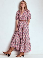 Boden Pink Christabel Cotton Midi Dress - Image 1 of 7
