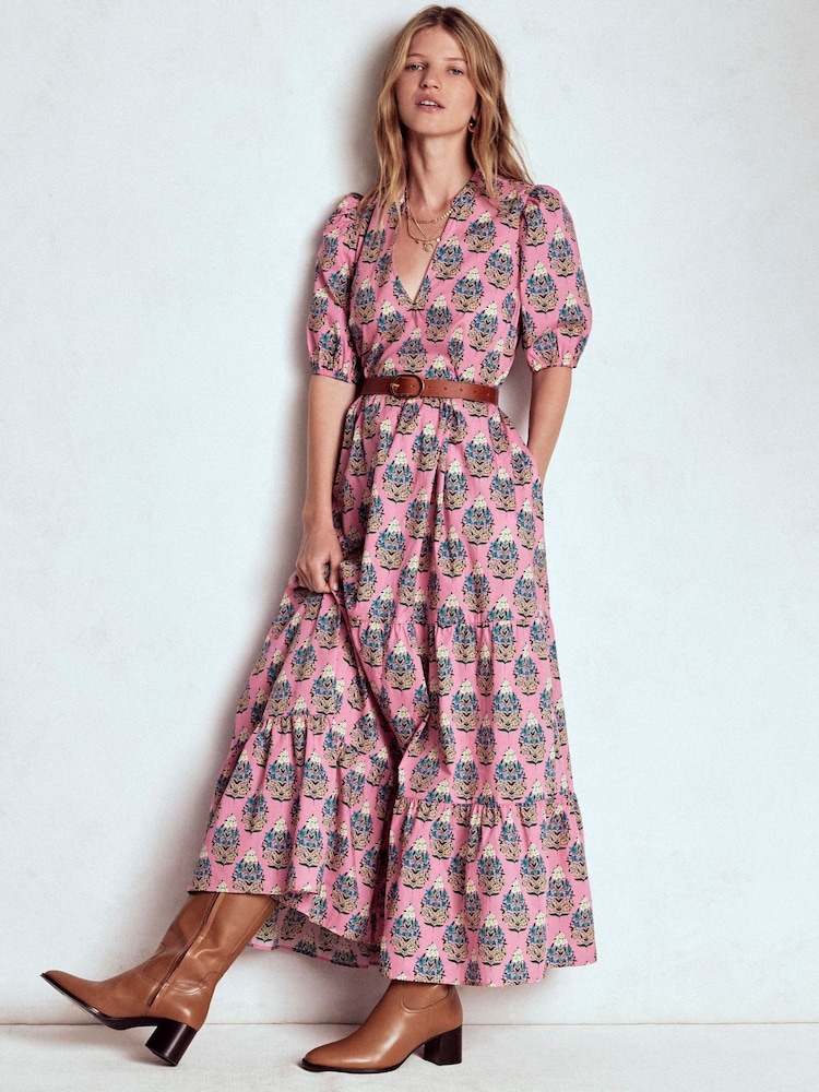 Boden Pink Christabel Cotton Midi Dress - Image 1 of 7 Boden Pink Christabel Cotton Midi Dress - Image 1 of 7