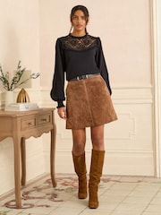 Love & Roses Black Lace Yoke Knitted Jumper - Image 3 of 4