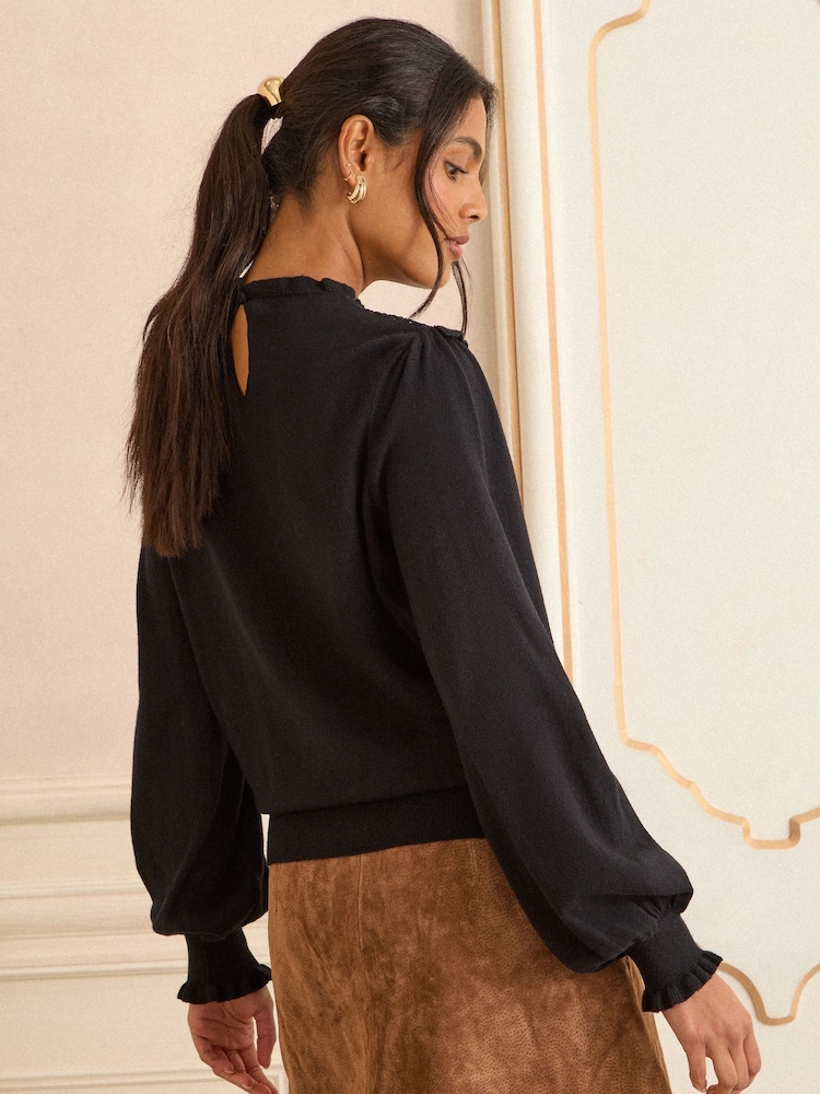 Love & Roses Black Lace Yoke Knitted Jumper - Image 4 of 4