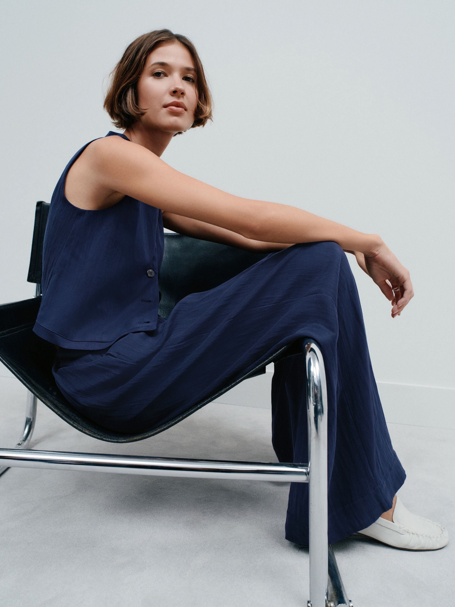 Buy Navy Blue Superwide Pleated Trousers from the Next UK online shop