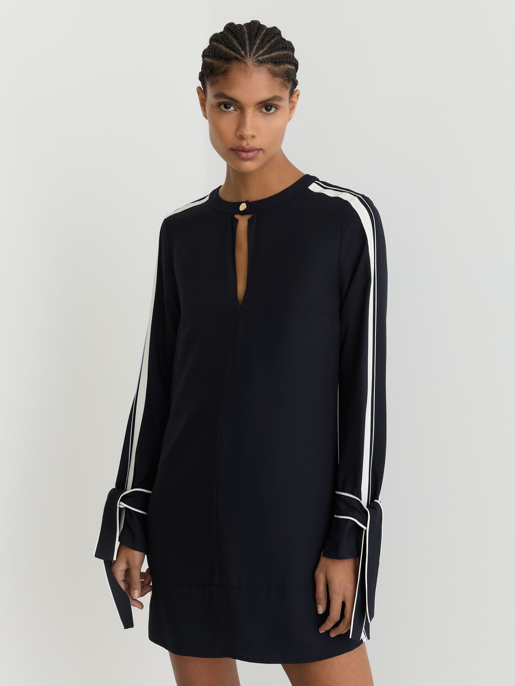 Buy Reiss Navy Tammy Tipped Tie-Cuff Shift Dress from Next USA