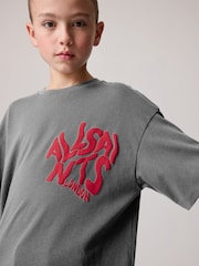 smALLSAINTS Grey/Red Boys Oversized Orlando Logo Crew 100% Cotton T-Shirt - Image 1 of 2