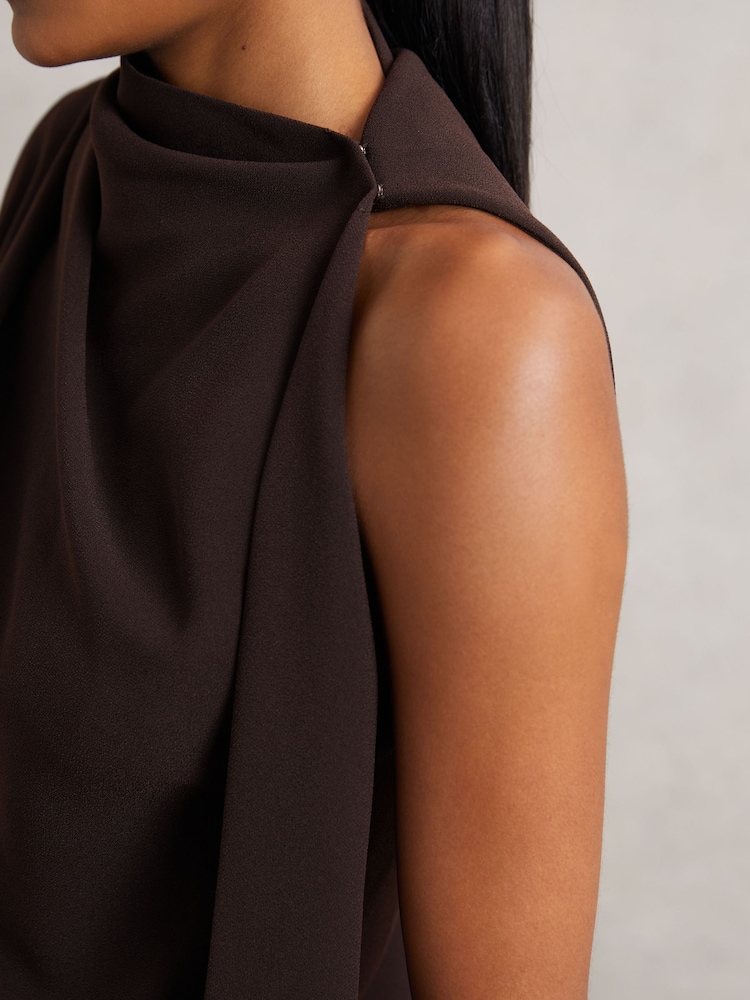 Buy Reiss Chocolate Brown Ellery One-Shoulder Draped Mini Dress from Next USA Buy Reiss Chocolate Brown Ellery One-Shoulder Draped Mini Dress from Next USA