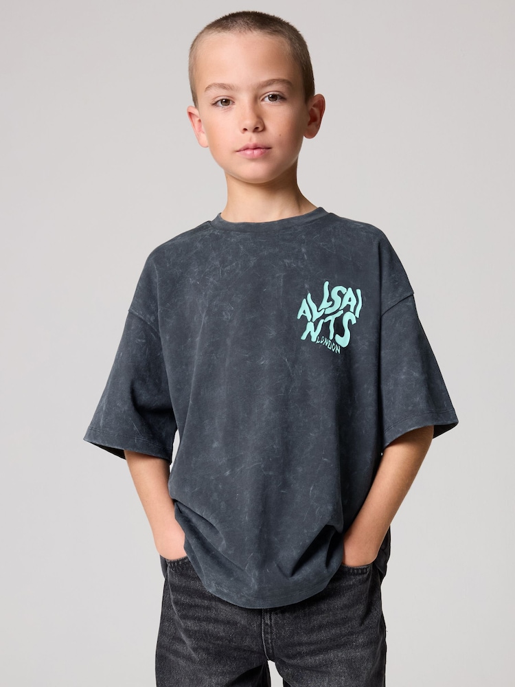 smALLSAINTS Blue Boys Oversized Orlando Logo Crew 100% Cotton T-Shirt - Image 1 of 2