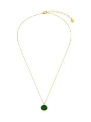 Orelia London Gold Tone Semi Precious Green Pendant Necklace - Image 1 of 2