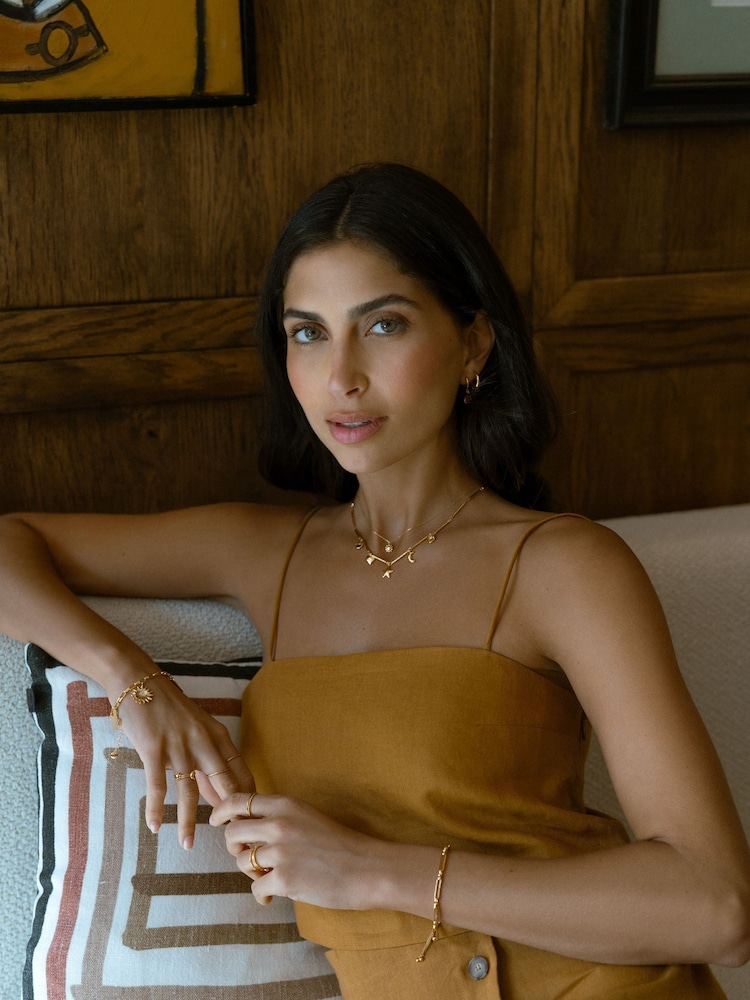 Orelia London Gold Tone Bar Link & Molten Charm Necklace - Image 2 of 2