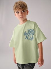 smALLSAINTS Green Boys Oversized Orlando Logo Crew 100% Cotton T-Shirt - Image 1 of 2
