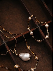Orelia London Gold Tone Statement Pearl Mid-length Necklace - Image 2 of 2