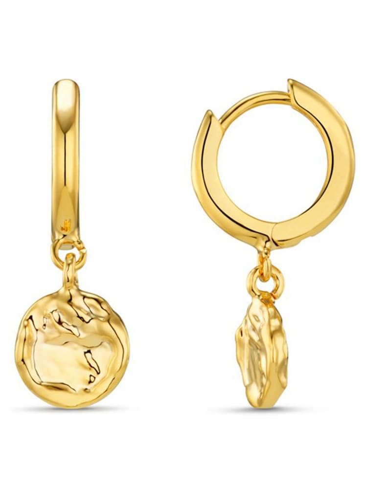 Orelia London Gold Tone Molten Coin Huggie Hoops Earring - Image 1 of 2