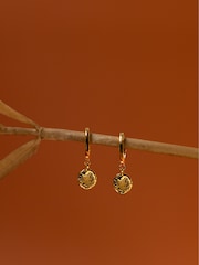 Orelia London Gold Tone Molten Coin Huggie Hoops Earring - Image 2 of 2