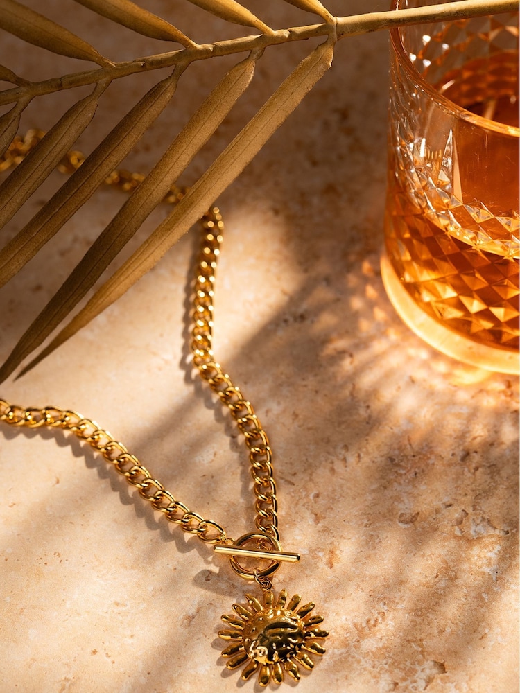 Orelia London Gold Tone Molten Sun & T-Bar Necklace - Image 1 of 3