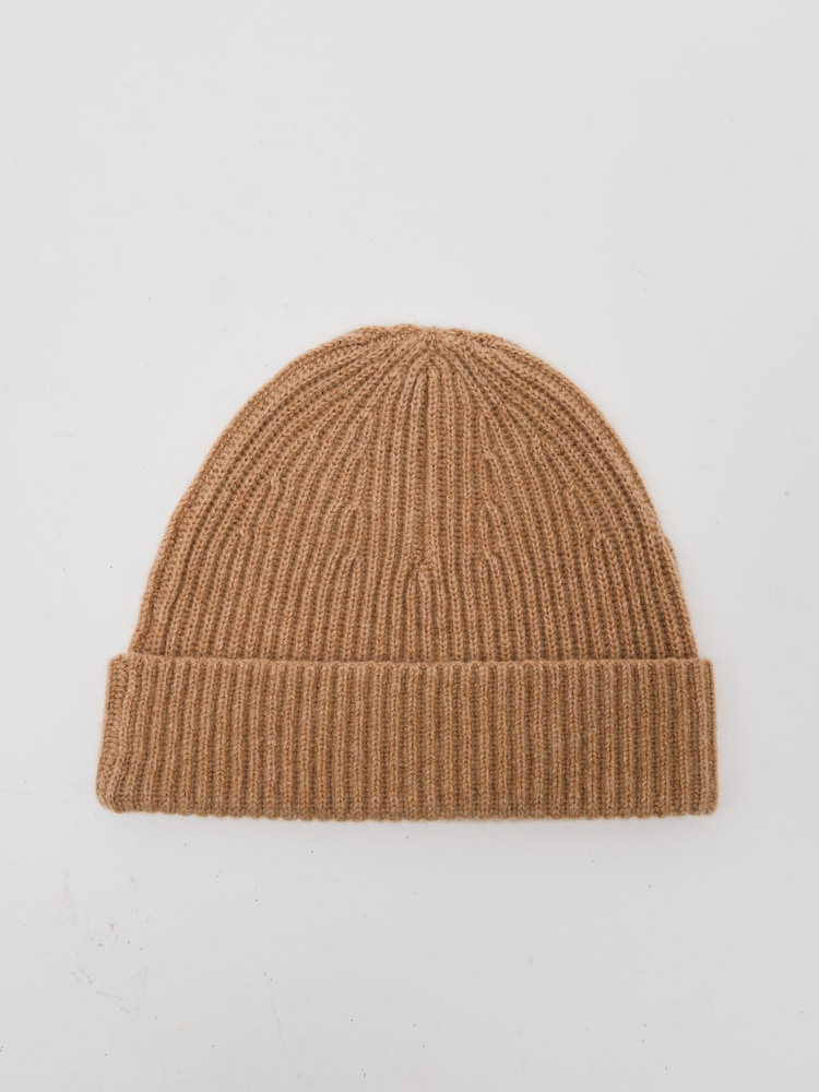 Atelier Oatmeal Guernsey Atelier 100% Cashmere Rib-Knit Beanie - Image 2 of 5 Atelier Oatmeal Guernsey Atelier 100% Cashmere Rib-Knit Beanie - Image 2 of 5