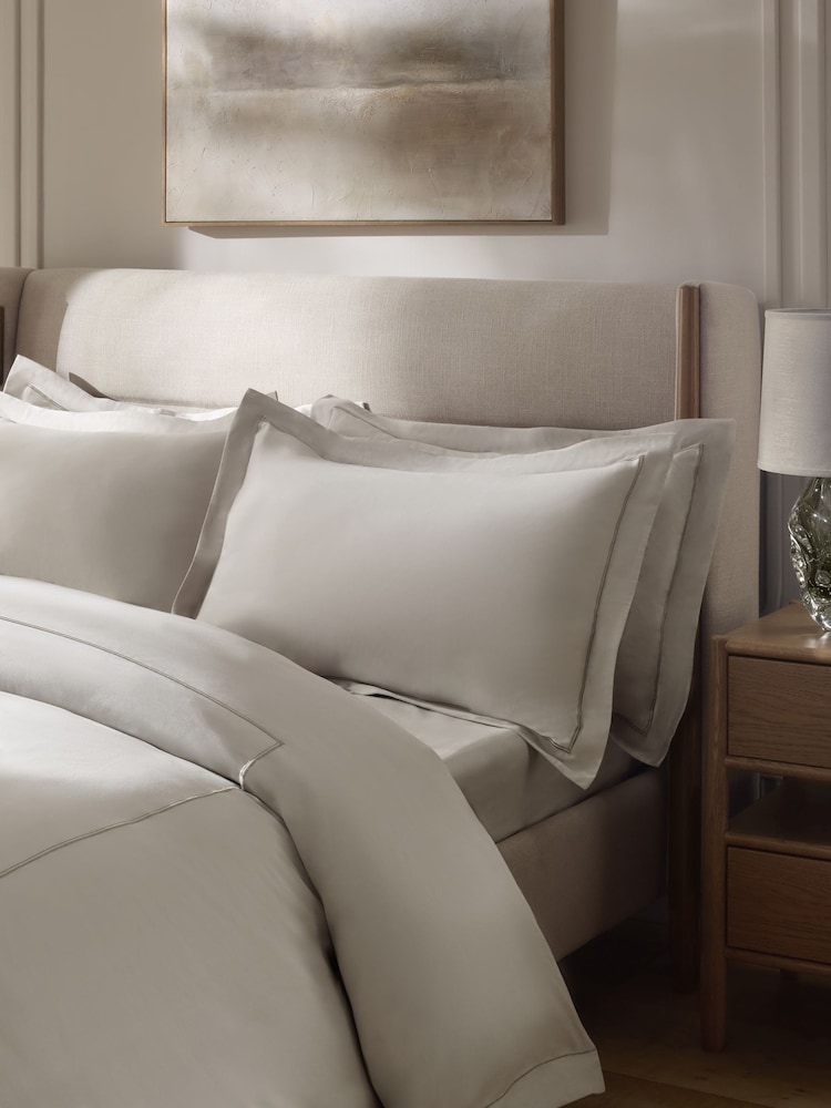 Set of 2 Grey Silver N. Premium 600 Thread Count Sateen Pillowcases - Image 1 of 3