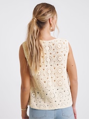 Simply Be Natural Crochet Tie Front Waistcoat - Image 4 of 4