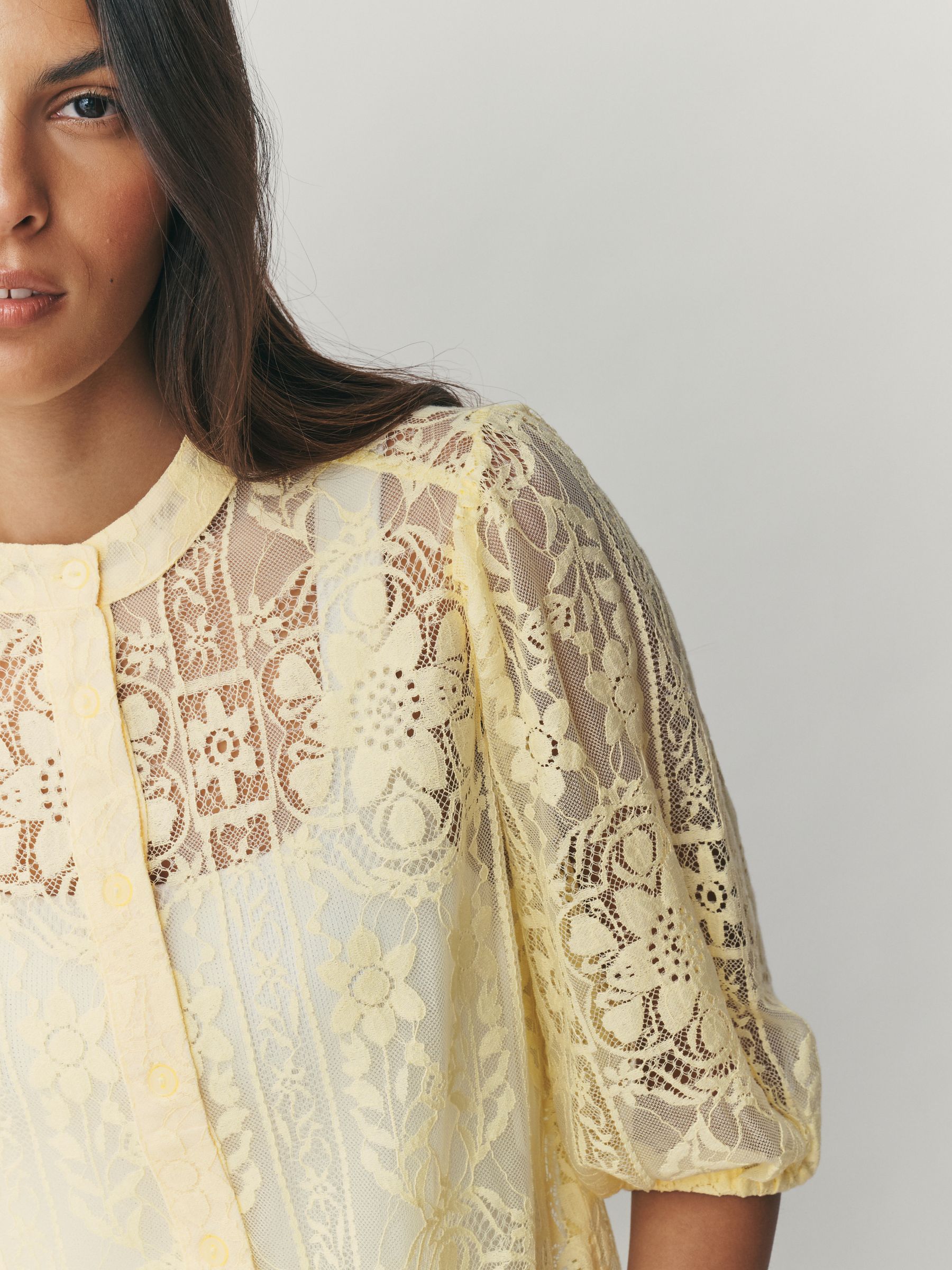 Buy Lemon Yellow Lace Half Sleeve Blouse from Next USA