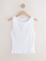 White Shirred Modal Sleeveless Top - Image 1 of 3