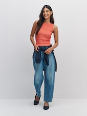 Coral Pink Shirred Modal Sleeveless Top - Image 3 of 8