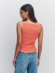 Coral Pink Shirred Modal Sleeveless Top - Image 4 of 8
