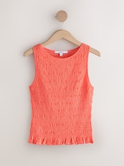 Coral Pink Shirred Modal Sleeveless Top - Image 5 of 8