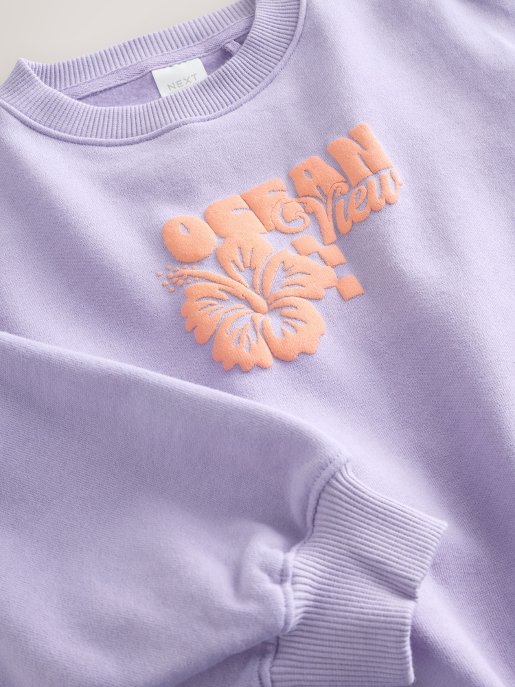 Lilac Purple Flower Sweatshirt (3-16yrs) - Image 7 of 7