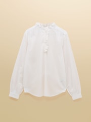 Joules Melanie White Ruffle Collar Long Sleeve Blouse - Image 7 of 7