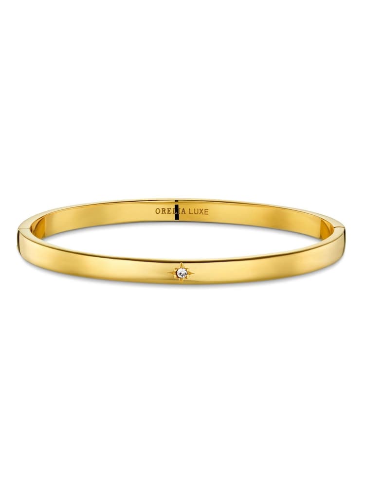 Orelia Luxe Gold Tone Luxe Crystal Starburst Hinged Bangle - Image 1 of 1