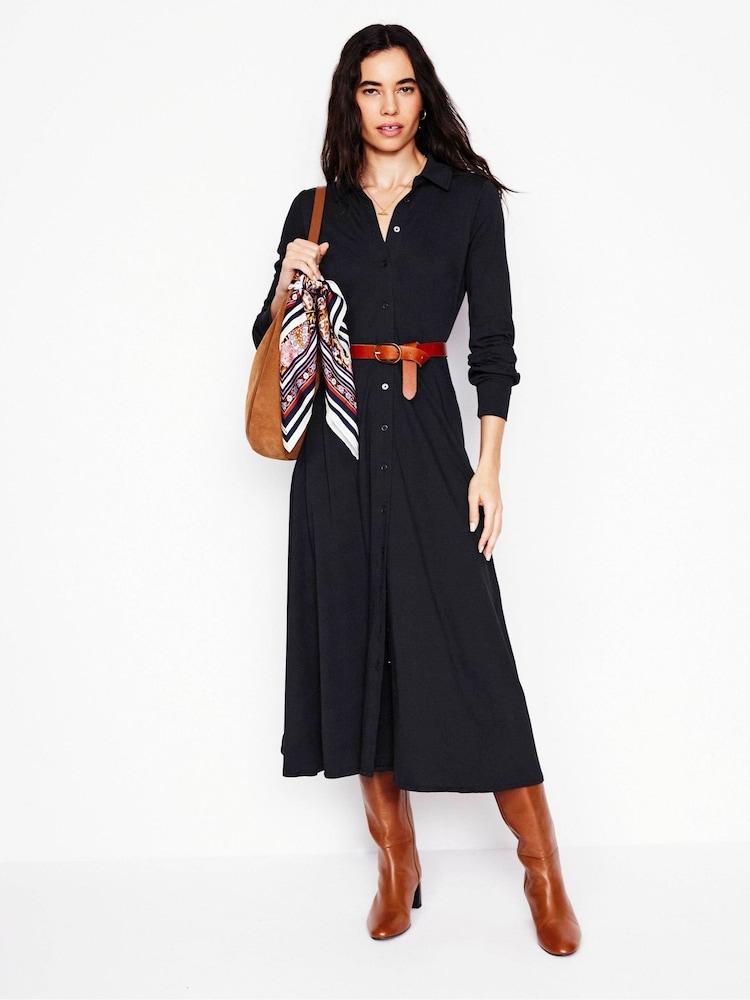 Boden Black Marcia Jersey Shirt Dress - Image 1 of 9