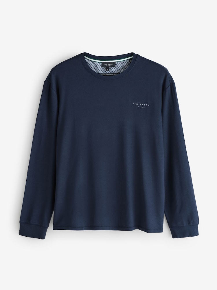 Ted Baker Blue Modal Long Sleeve Top - Image 1 of 4
