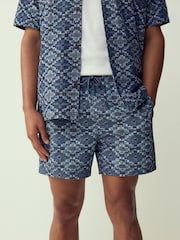 Индиго көк - Textured Navajo Style 5 Inch Swim Shorts - 8ичинен 1 сүрөт