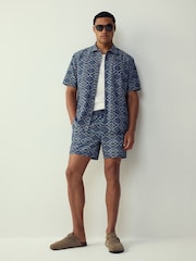 Индиго көк - Textured Navajo Style 5 Inch Swim Shorts - 8ичинен 2 сүрөт