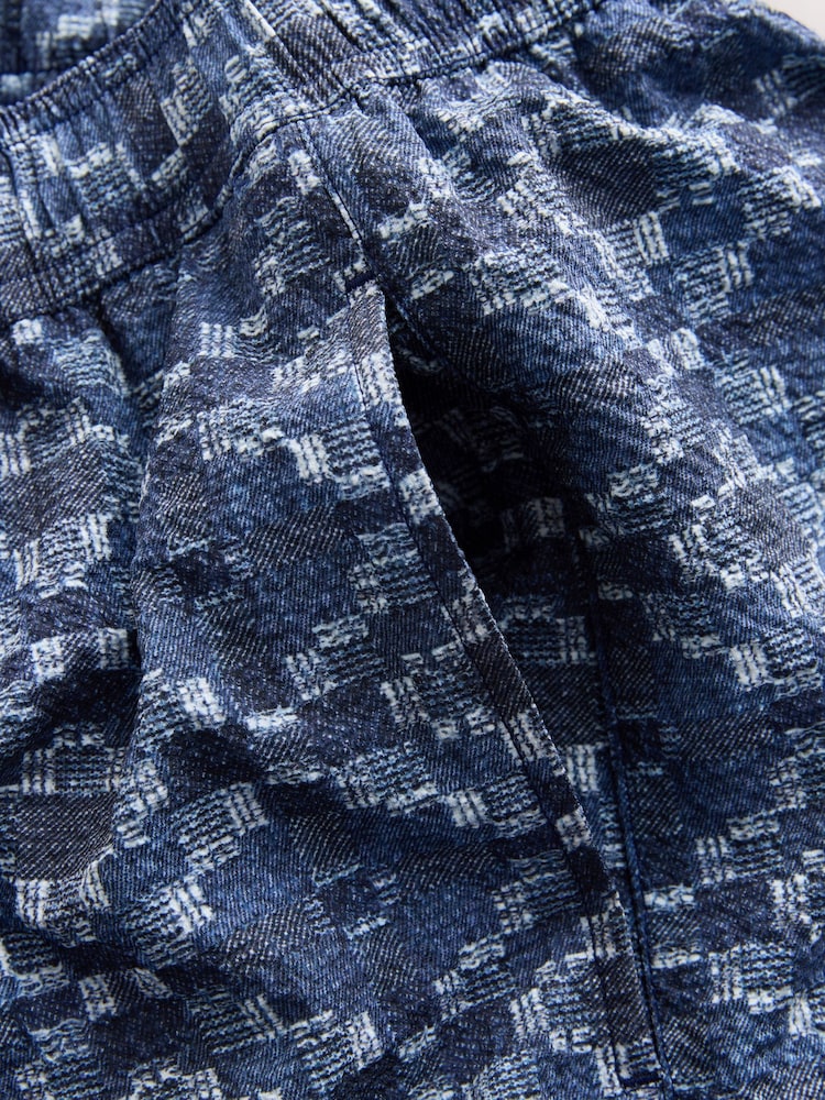 Индиго көк - Textured Navajo Style 5 Inch Swim Shorts - 8ичинен 8 сүрөт