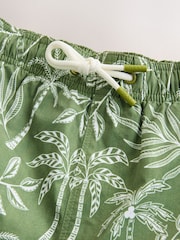 Khaki Green/Ecru Palm Print 5 Inch Swim Shorts - Image 8 of 9