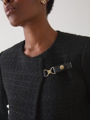 LK Bennett Black Arden Tweed Fabric Buckle Detail Jacket - Image 3 of 3