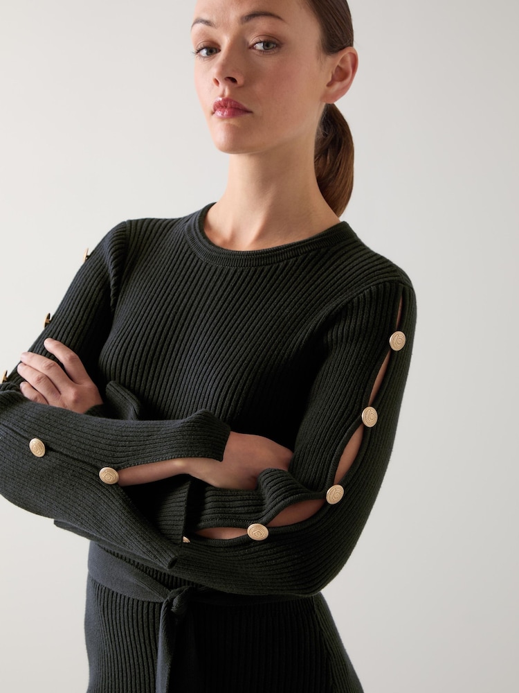 LK Bennett Mirren Plain Shank Button Jumper Dress - Imagem 3 de 3
