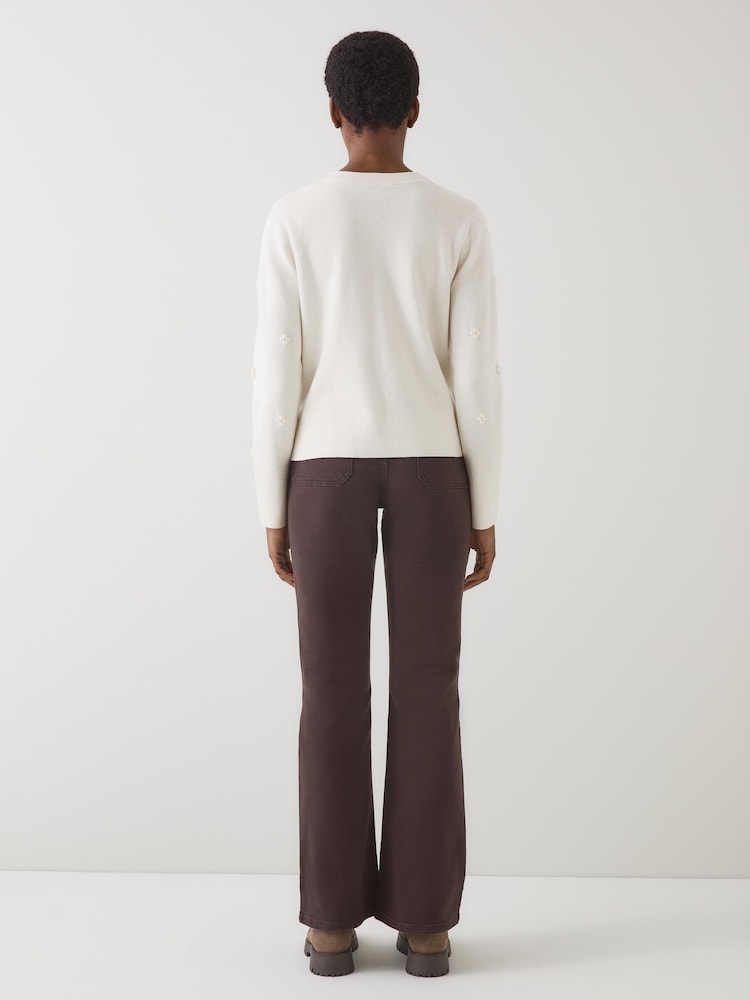 LK Bennett Cream Buttercup Pearl Beaded Milano Sweater - Image 2 of 4 LK Bennett Cream Buttercup Pearl Beaded Milano Sweater - Image 2 of 4