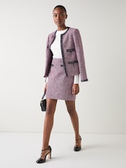 LK Bennett Pink Tweed And Trim Jacket - Image 2 of 4