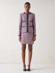 LK Bennett Pink Tweed And Trim Jacket - Image 4 of 4